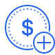 Dollar with plus sign icon representing more personal donations