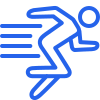 Running figure icon representing faster response time
