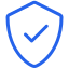 Shield with check icon representing security and compliance